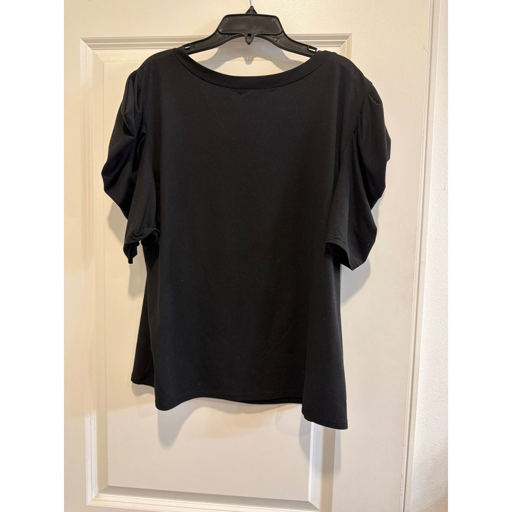 Love J Black Graphic T-Shirt Women 3X Afro Art Puff Sleeve Crew Neck Top - Picture 3 of 3